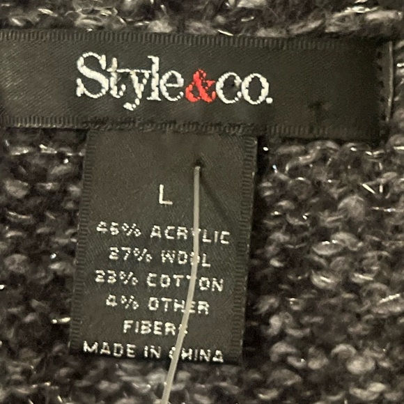 Style&co gray with sparkling thread size large partially wool flyaway sweater - Picture 4 of 6